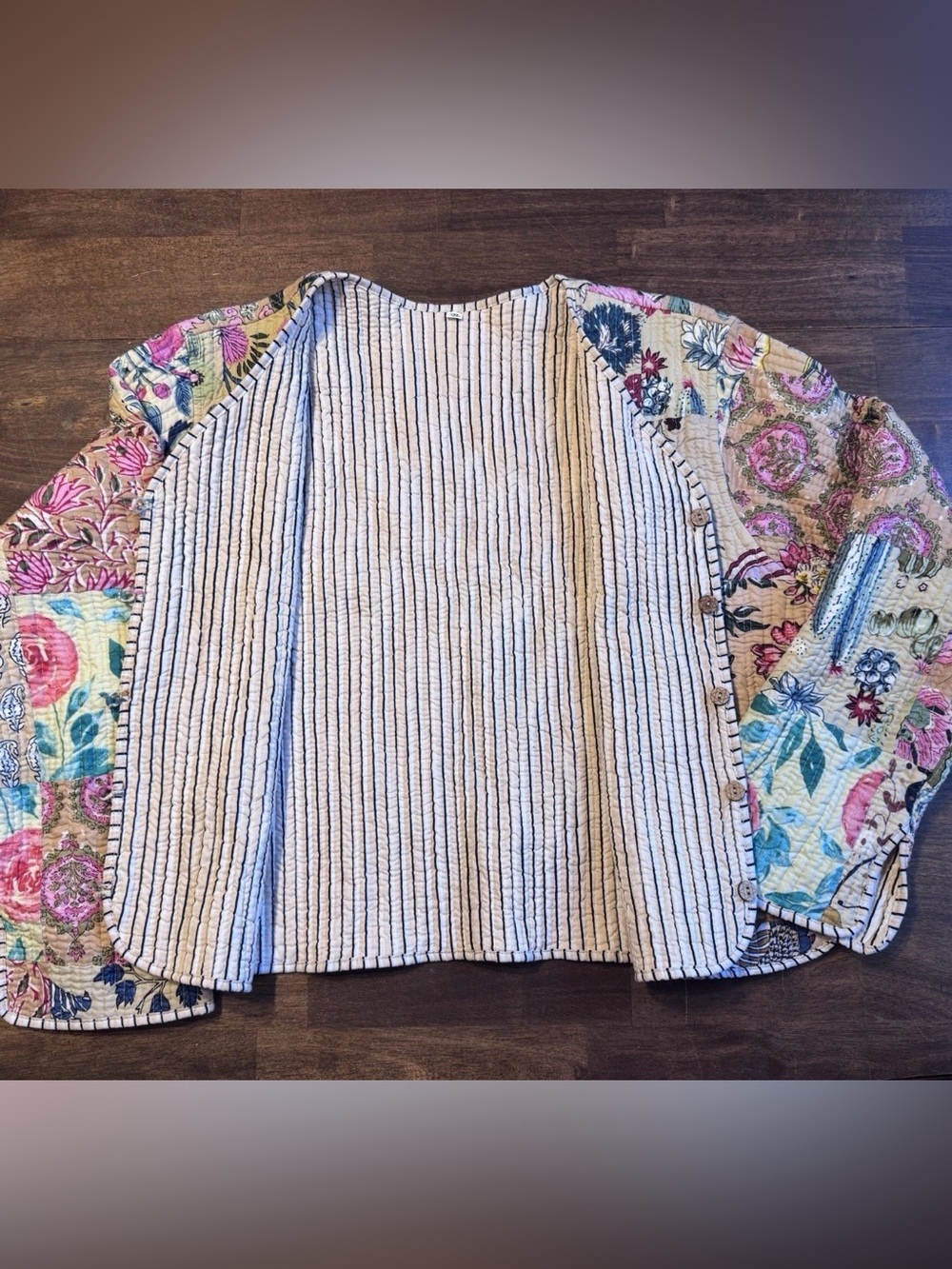 QuiltedQuilted Patchwork Floral Cardigan Jacket Women’s XXL Button Front Boho - Picture 2 of 11